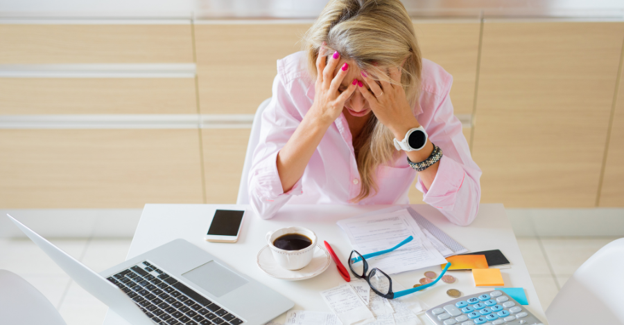 Worried business owner having problems with late payments